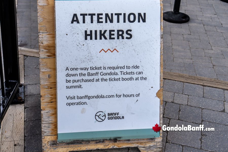 One Way Ticket for Hikers at the Gondola