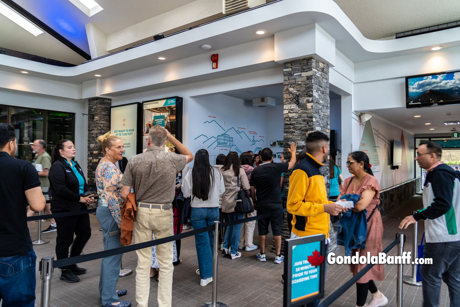 Boarding line for the Banff Gondola