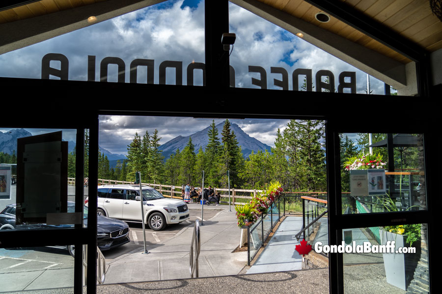 Looking Out from the Main Banff Gondola Base Level Lodge